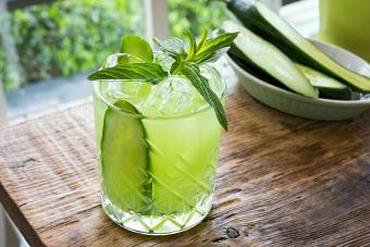 Fresh cold drink with cucumbers and mint