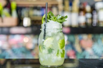 Fauxjito in jar on table at restaurant