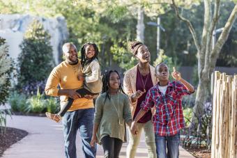 family enjoying day at the zoo