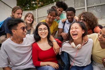 Happy students in high school.